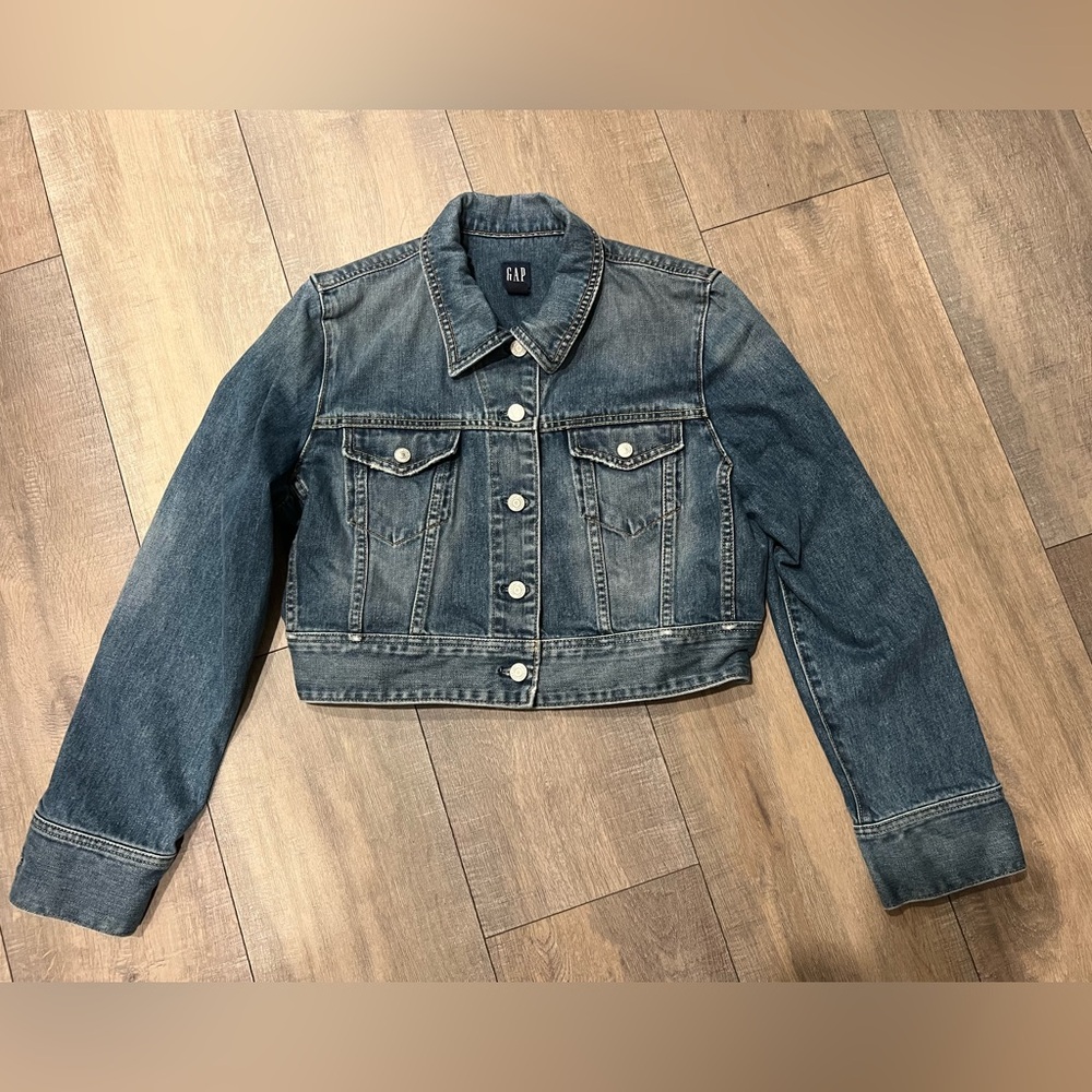 GAP Classic Blue Denim Jacket Cropped Size Large